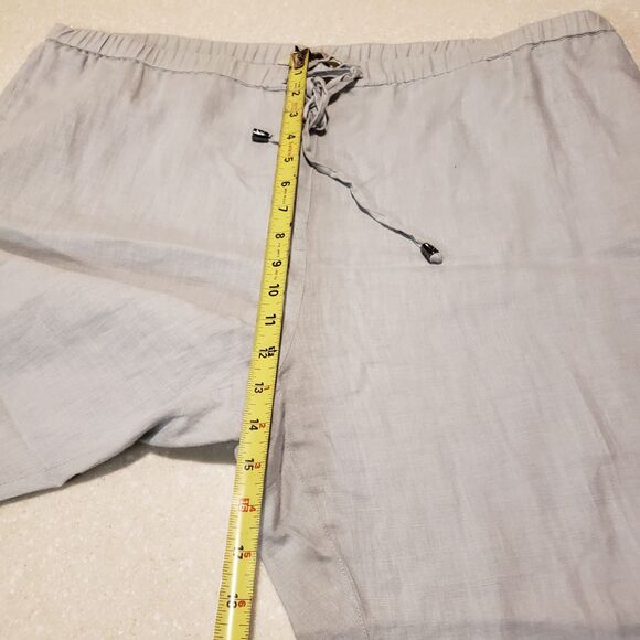 Soft Surroundings Womens Wide Leg Linen Pants PXL Grey Pull On Drawstring - Picture 8 of 9